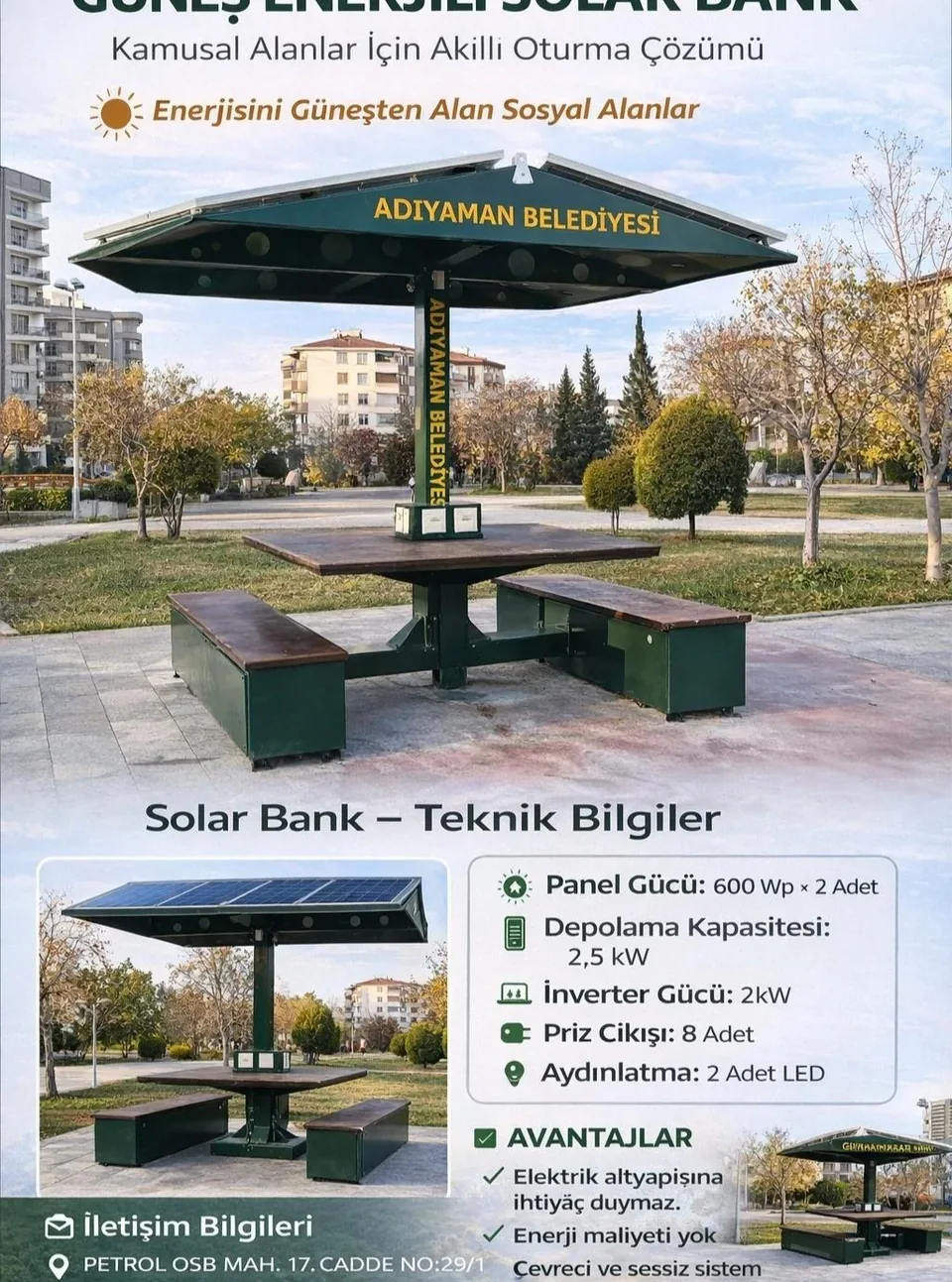 Güneş enerjili solar bank imalatı